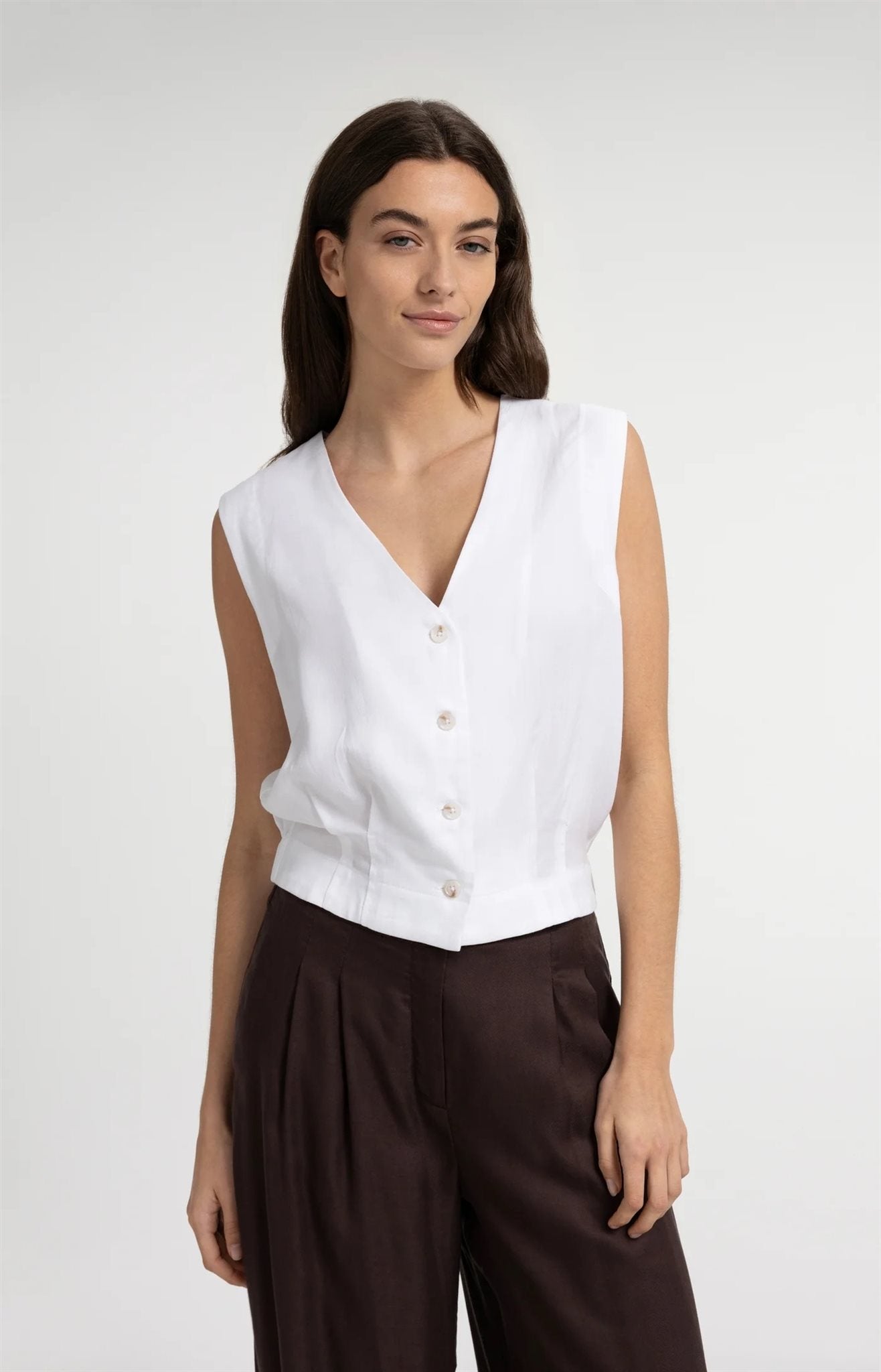 Mouwloze Blouse met Plooien