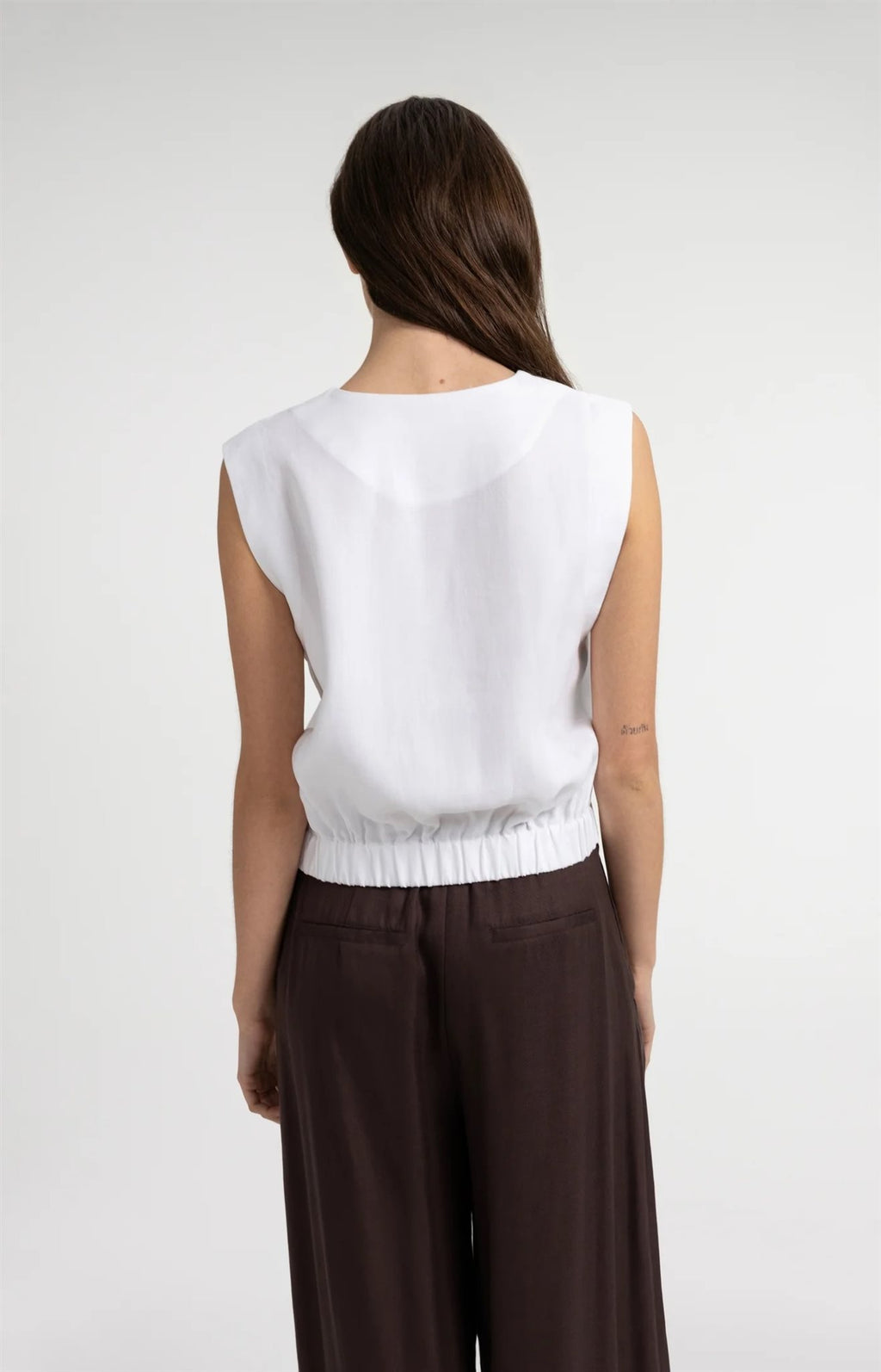 Mouwloze Blouse met Plooien