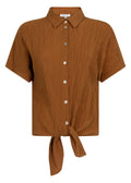 Puckered Short-Sleeve Blouse