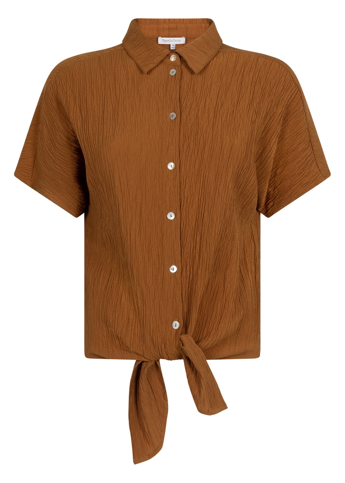 Puckered Short-Sleeve Blouse