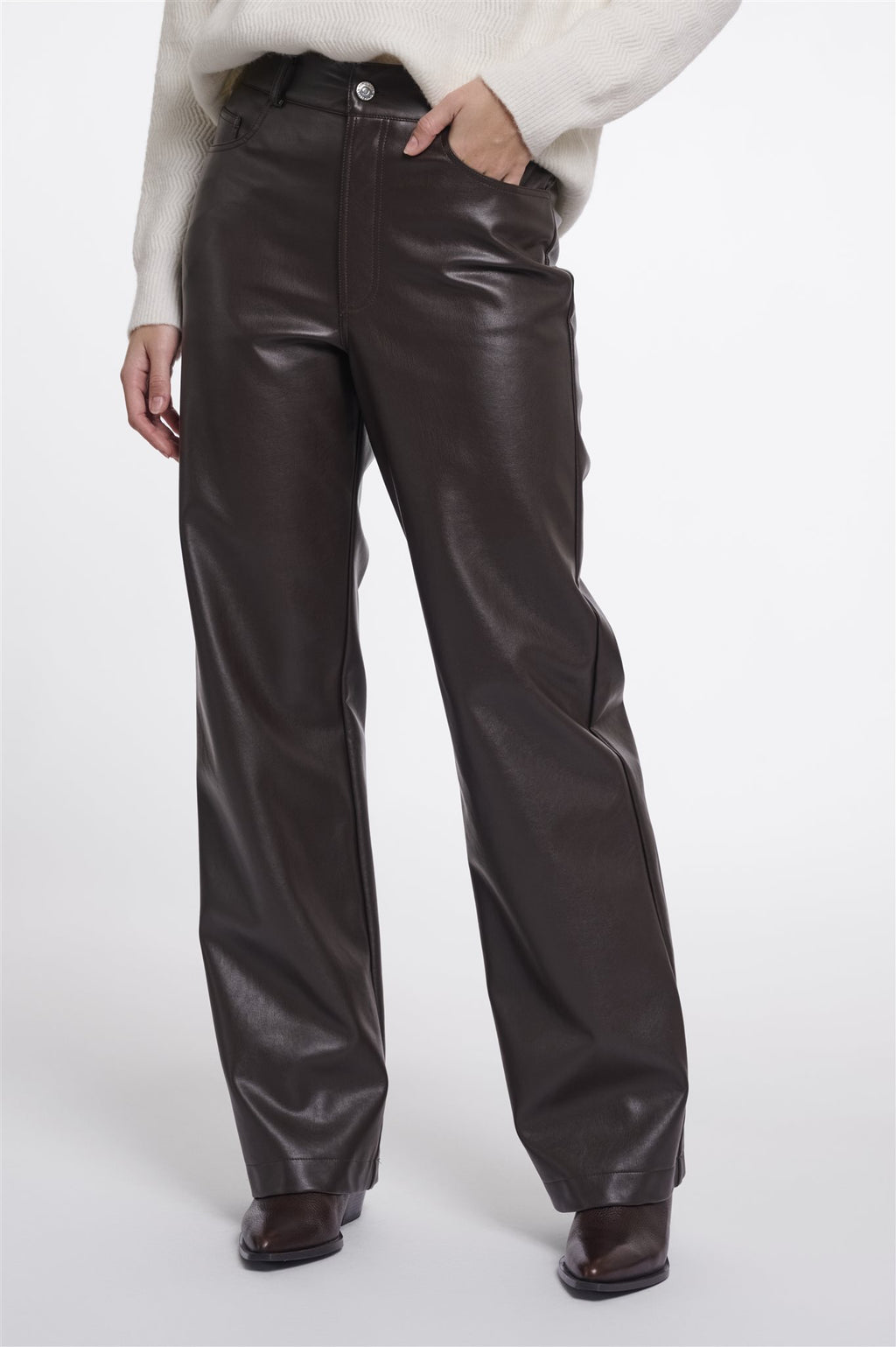 Rechte Faux Leather Broek