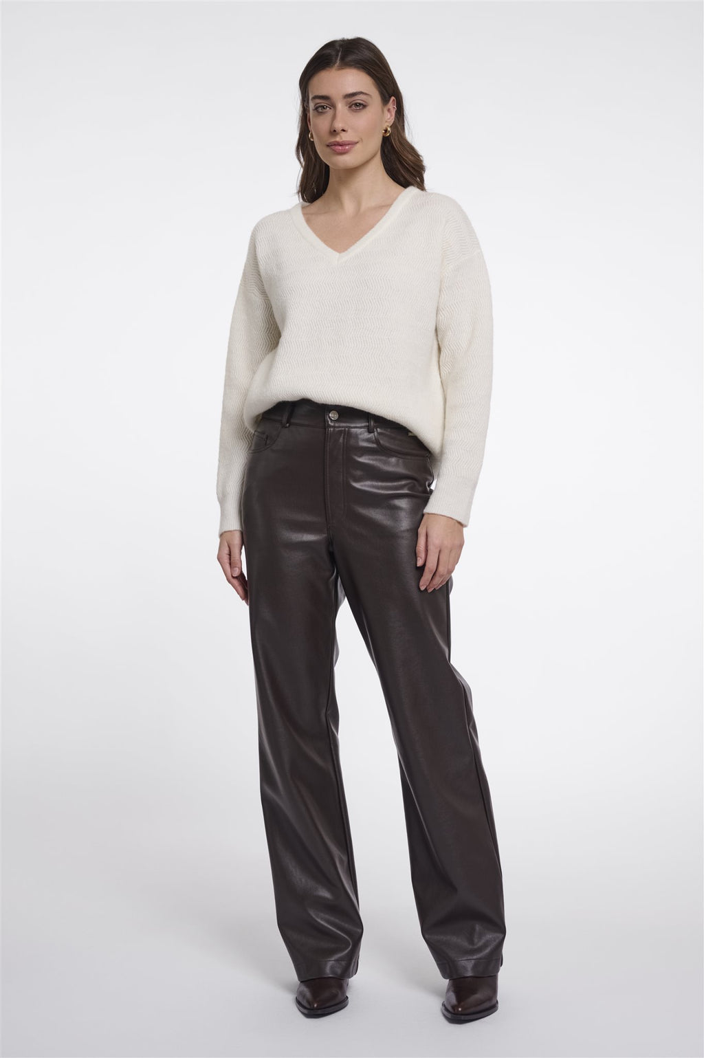 Rechte Faux Leather Broek