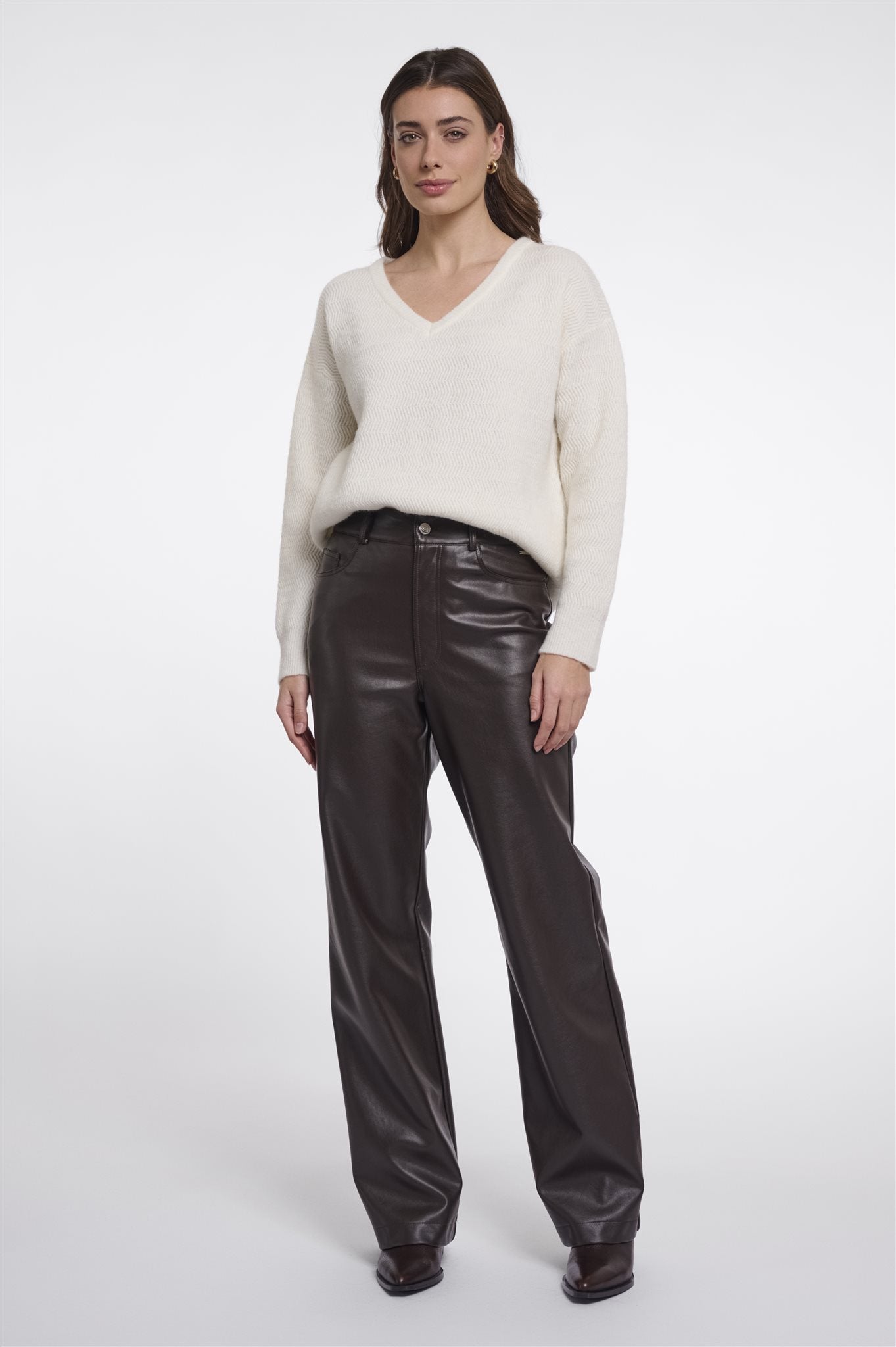 Rechte Faux Leather Broek