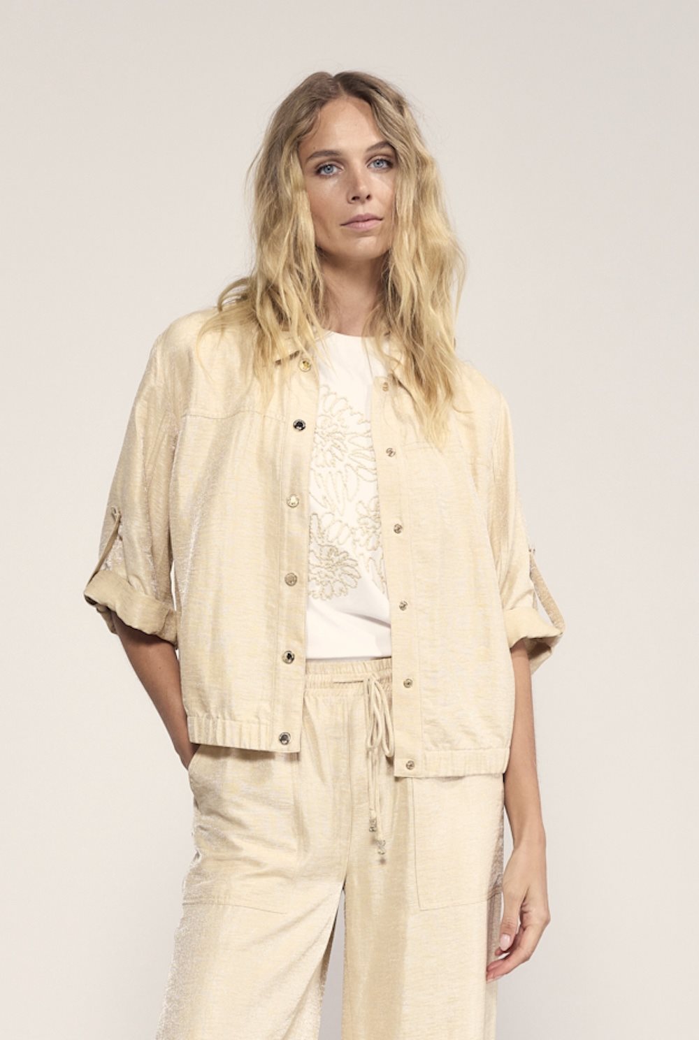 Shimmer Roll-Up Sleeve Jacket