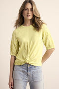 Short-Sleeve Fabric Mix Top