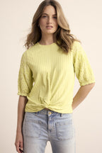 Short-Sleeve Fabric Mix Top