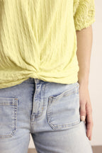 Short-Sleeve Fabric Mix Top