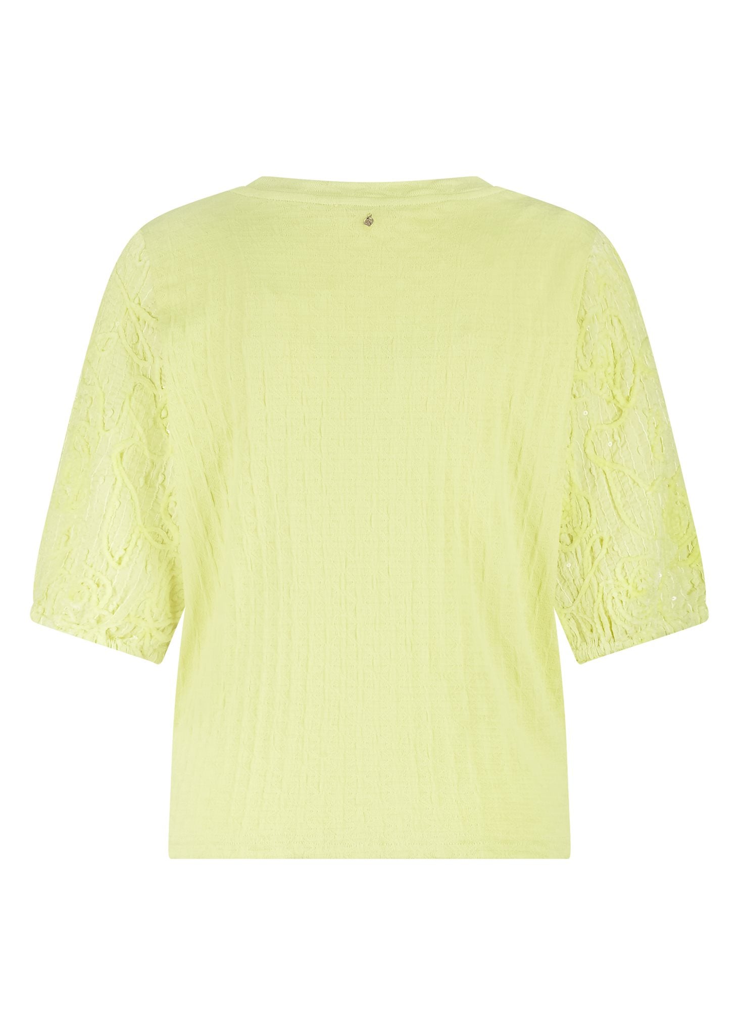 Short-Sleeve Fabric Mix Top