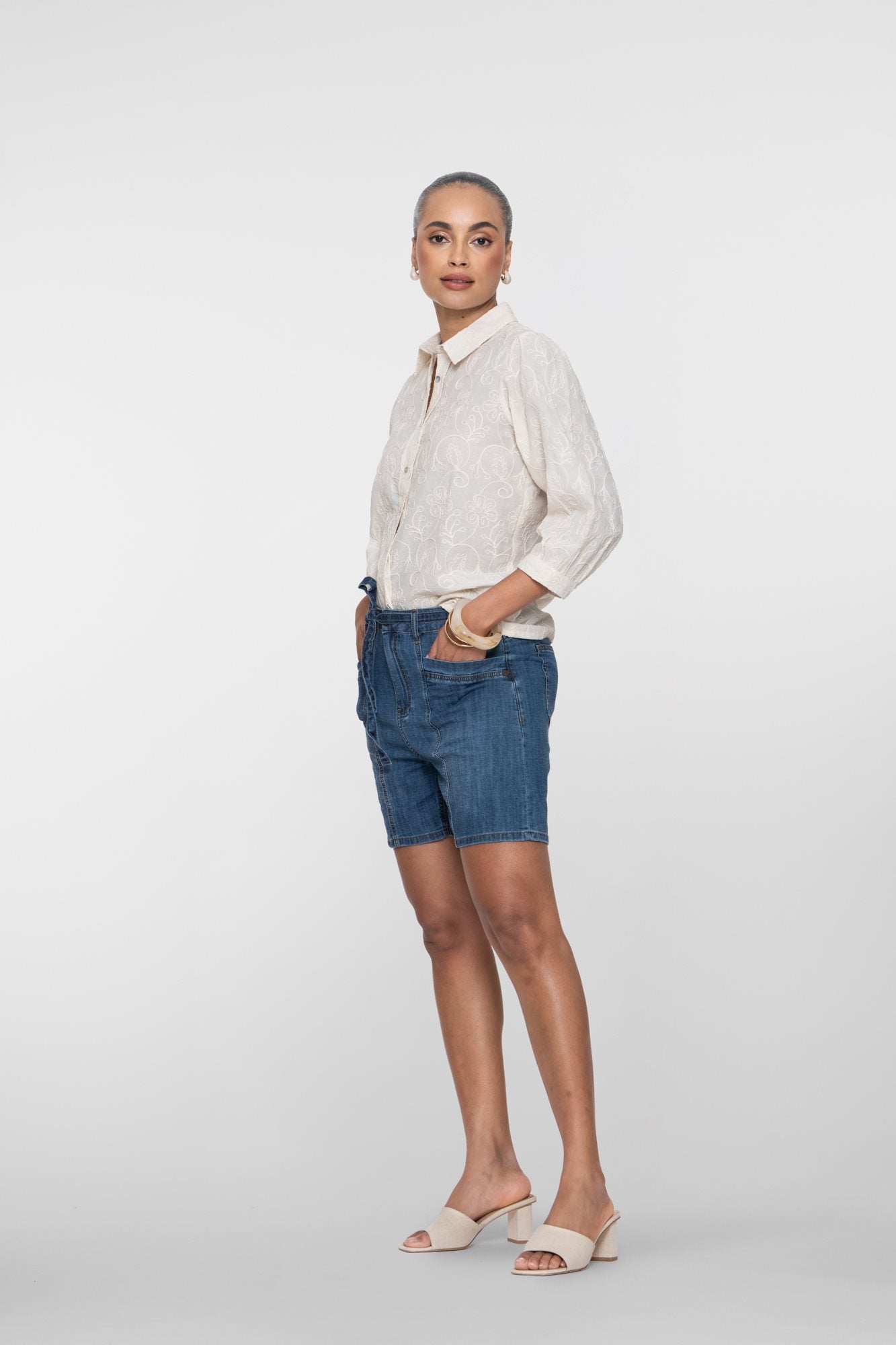 Denim Short met Strikceintuur