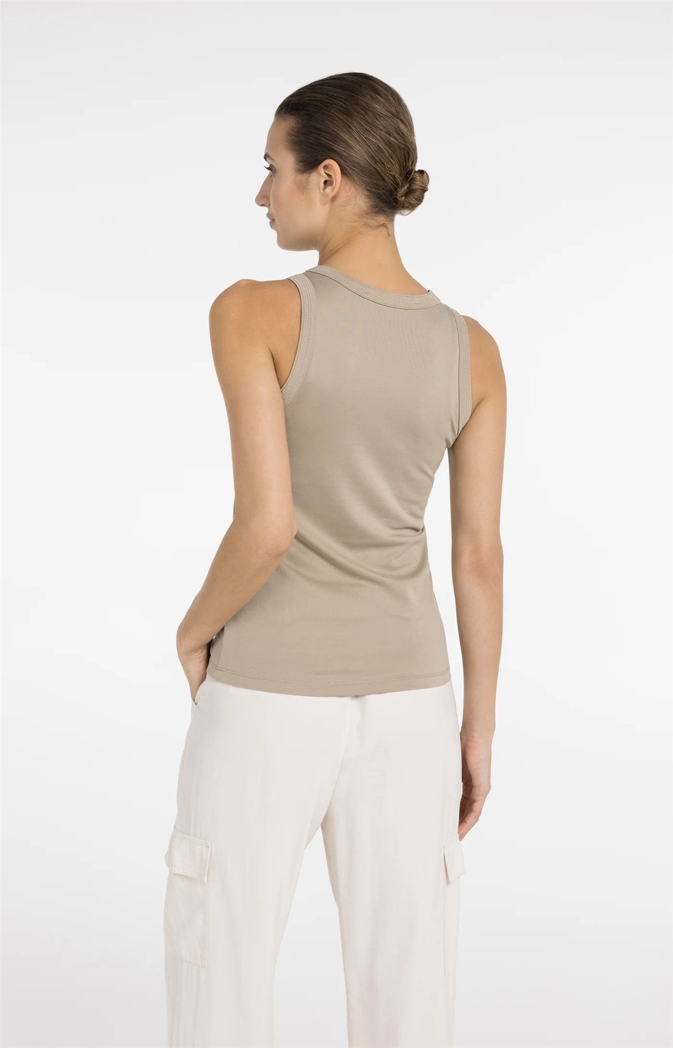 Singlet met Gestikte Afwerking