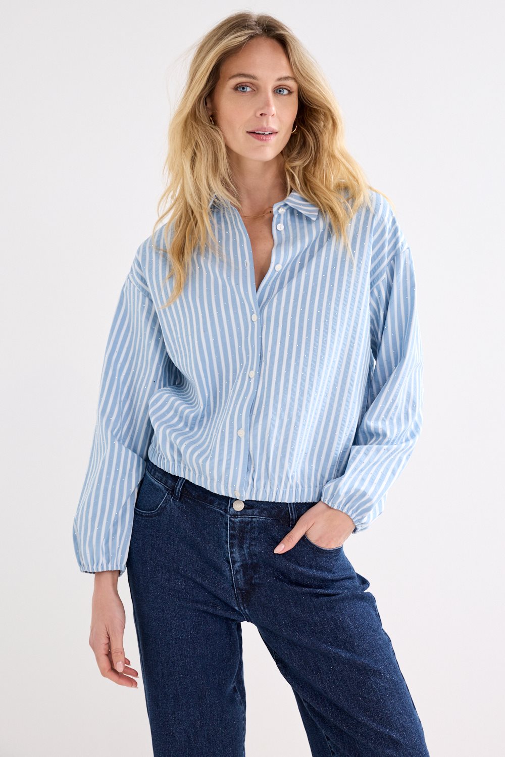 Striped Blouse Rhinestones