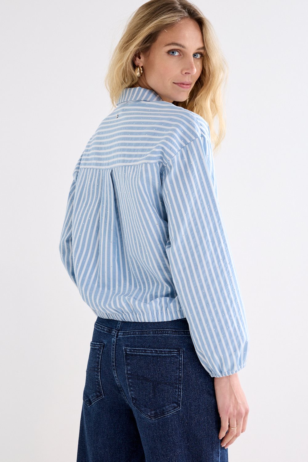 Striped Blouse Rhinestones