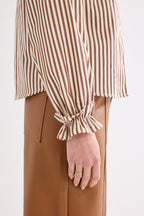 Striped Blouse Ruffled Cuffs