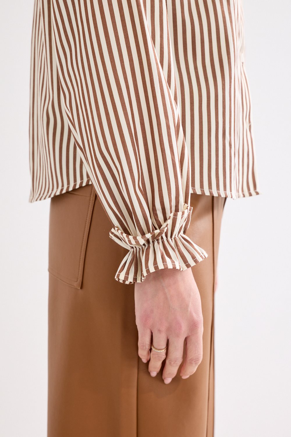 Striped Blouse Ruffled Cuffs