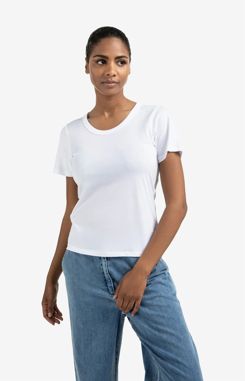 T-shirt met Ronde Ribhals