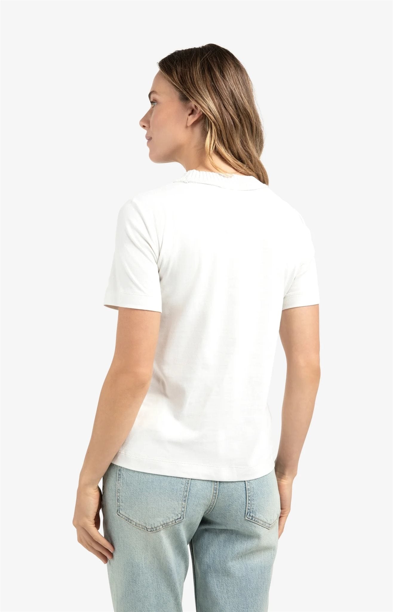 T-shirt met Gebreide Halslijn