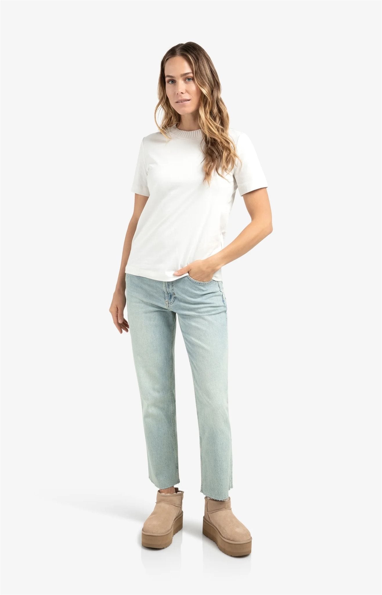 T-shirt met Gebreide Halslijn