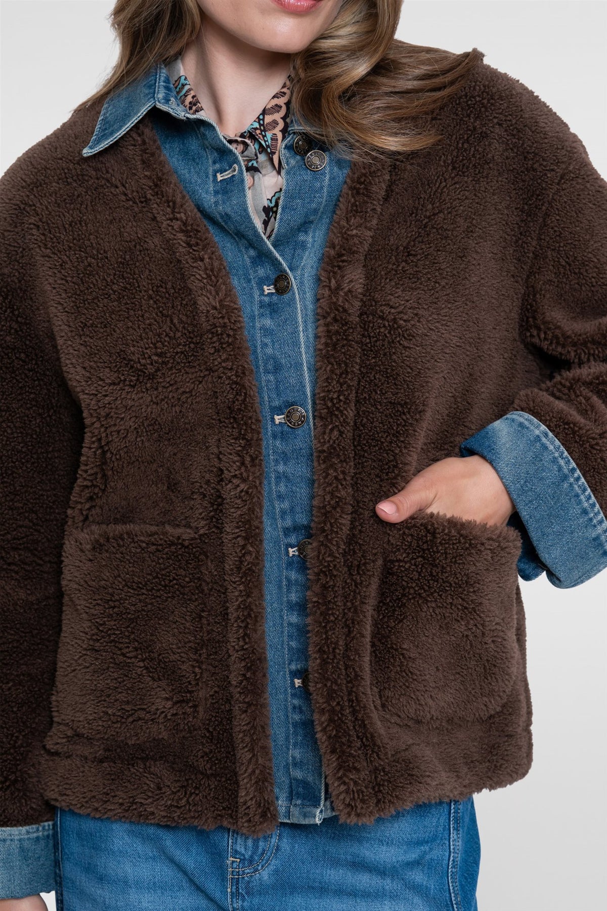 Teddy Jacket met Denim