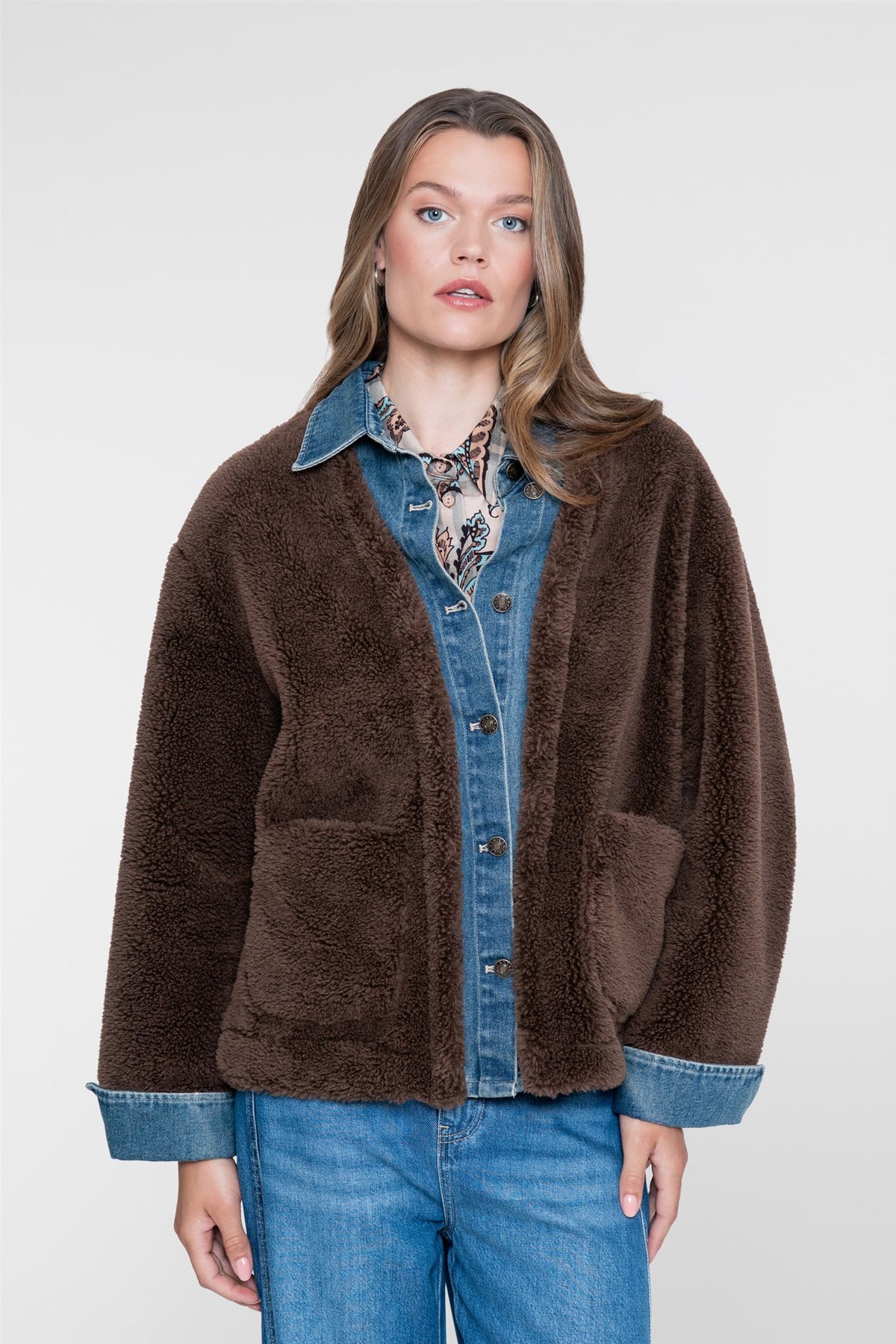 Teddy Jacket met Denim