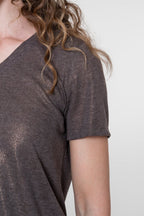 V-hals Top met Foil Print