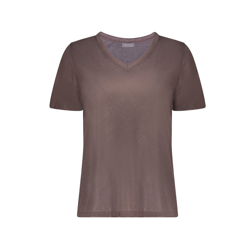 V-hals Top met Foil Print