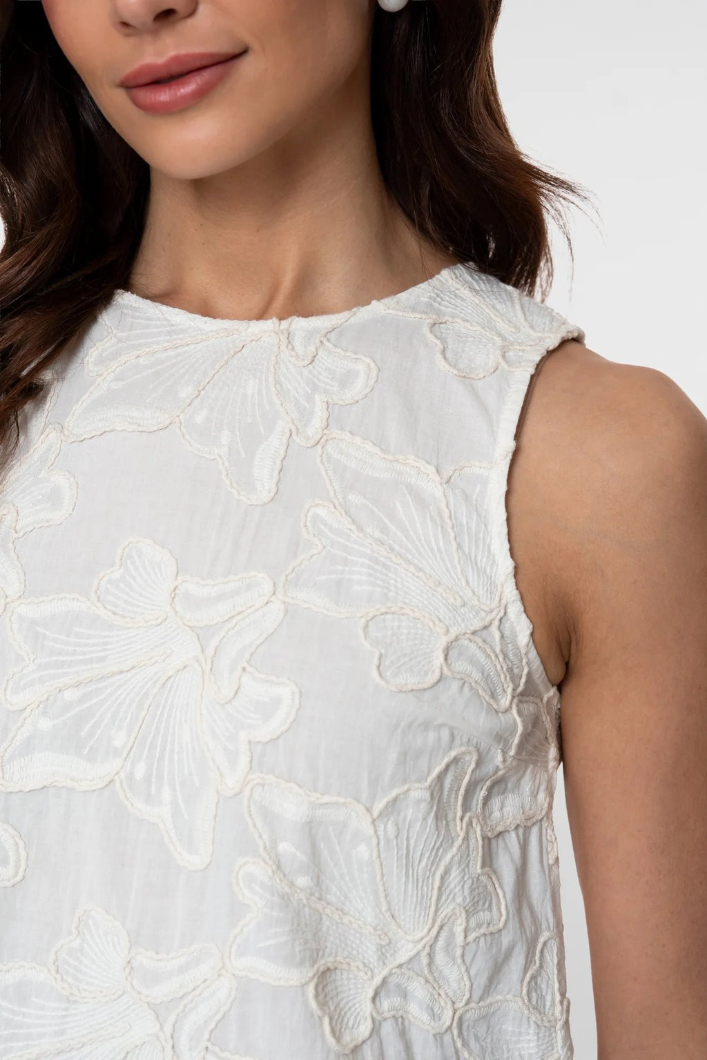 Top met Gestikte Bloemdetails