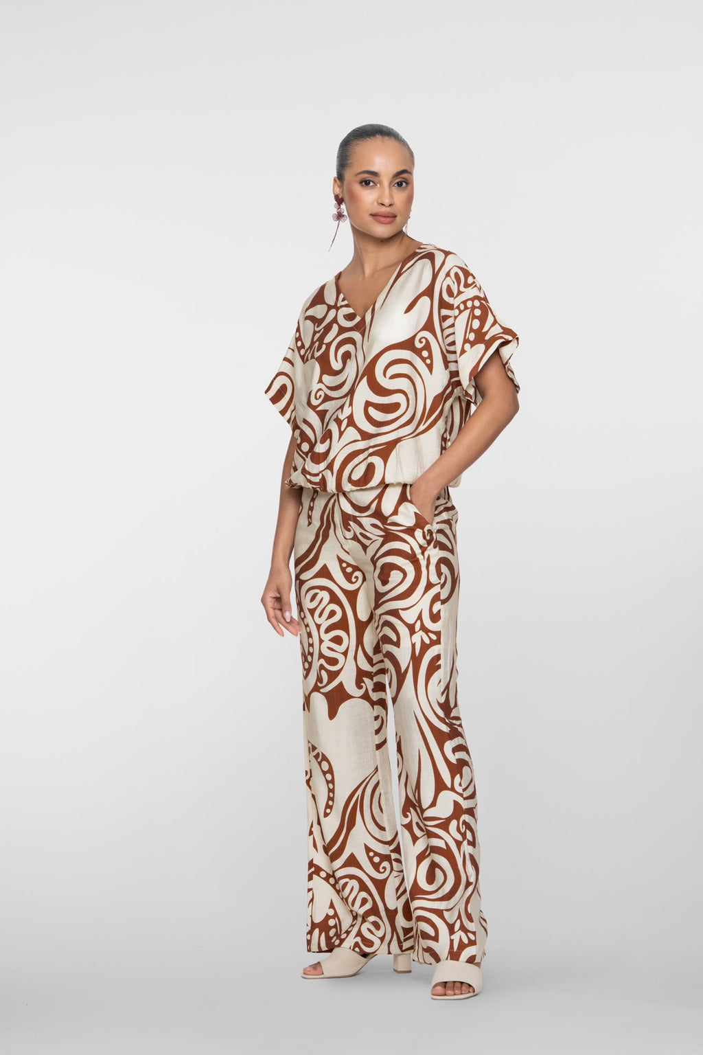 Bi-color Pantalon Swirl Print