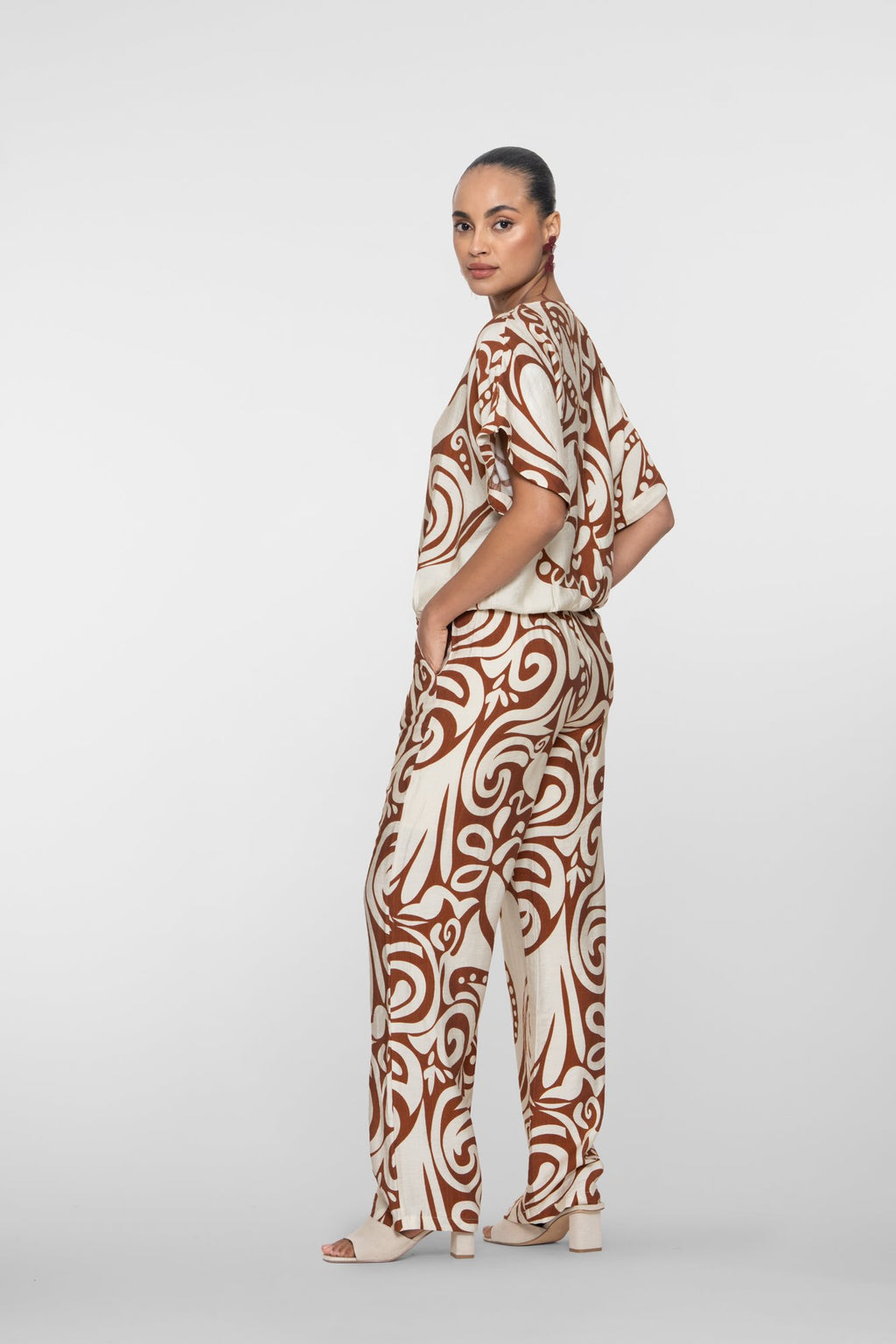 Bi-color Pantalon Swirl Print