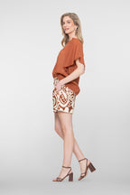 Bi-color Short met Swirl Print