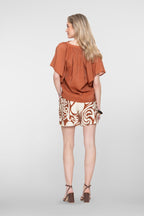 Bi-color Short met Swirl Print