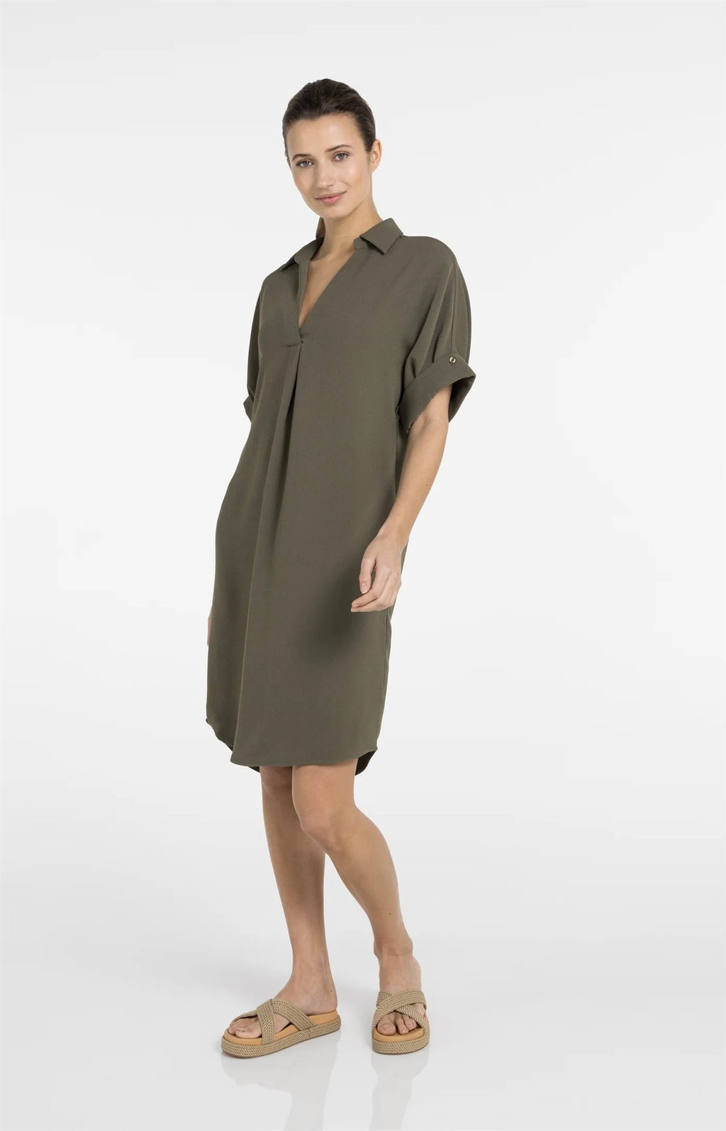 V-hals Jurk met Plooidetail