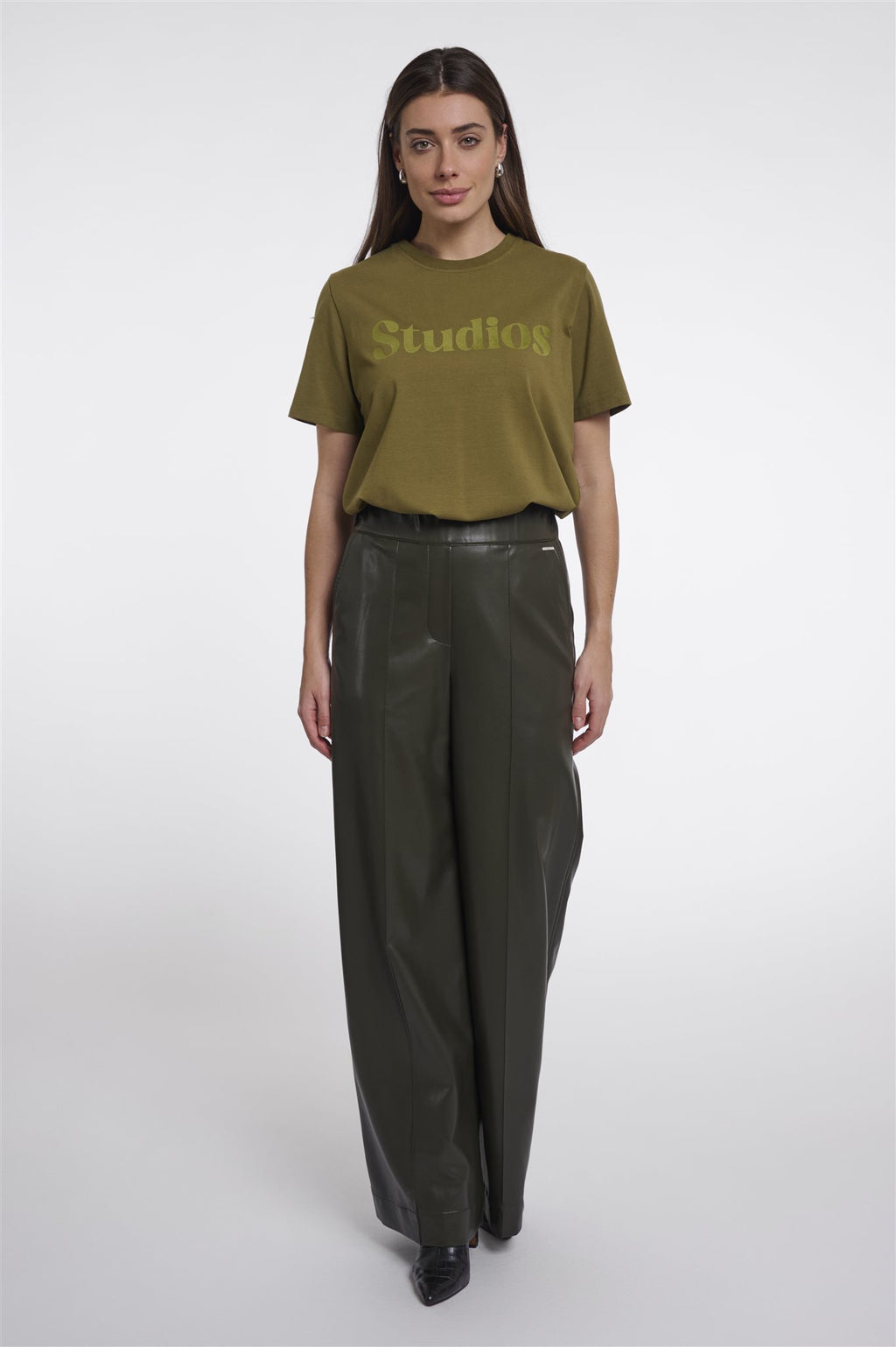 Wijde Faux Leather Broek