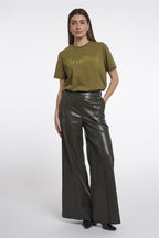 Wijde Faux Leather Broek