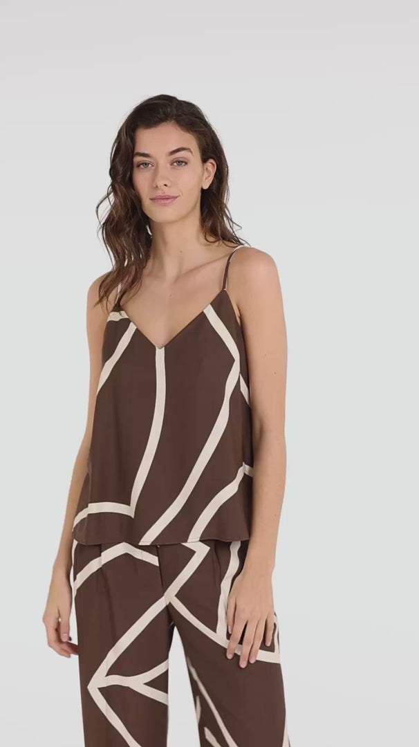 Singlet met Print en V-hals